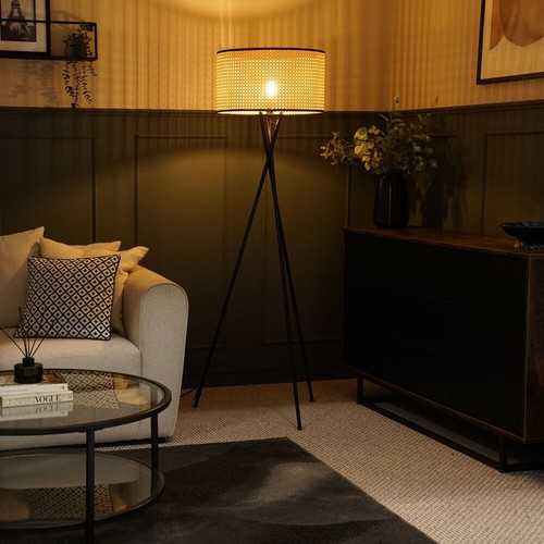 Black tripod floor lamp tall - black,