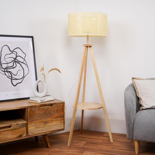 Wooden shelf tripod floor - tripod, lamp