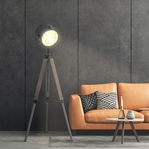 Tripod floor lamp steel pine - floor,