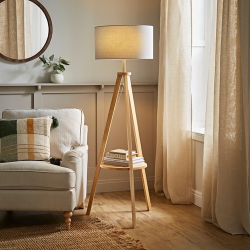 Wooden tripod floor lamp - wooden,